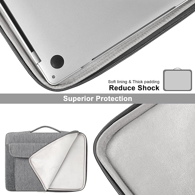 DOMISO 17-17.3 Inch Laptop Sleeve Case,Water-resistant Laptop Protective Carry Case with Retractable Handle for Dell, HP, Lenovo, Asus, Acer, Alienware,Gray