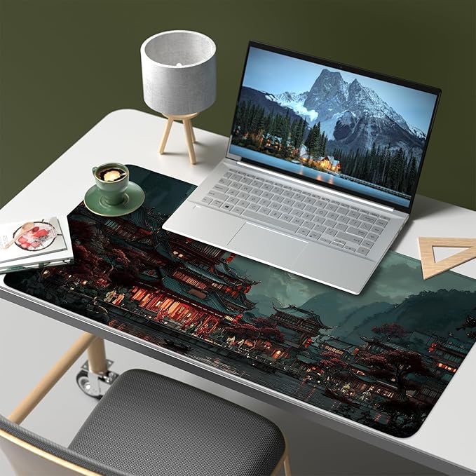 Mouse Pad, Large Anti-Slip with Stitched Edges Desk Mat Desktop Laptop Computer Desk Keyboard Mat,Table Protector Blotter Mat (Moon, 35.4" x 15.7")