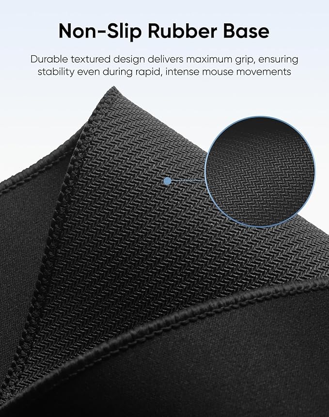 Large Gaming Mouse Pad with Durable Stitched Edges, Non-Slip Rubber Base, Big Computer Keyboard Mouse Mat Desk Pad for Home Office Gaming Work, 31.5''x11.8''x0.12'', Black