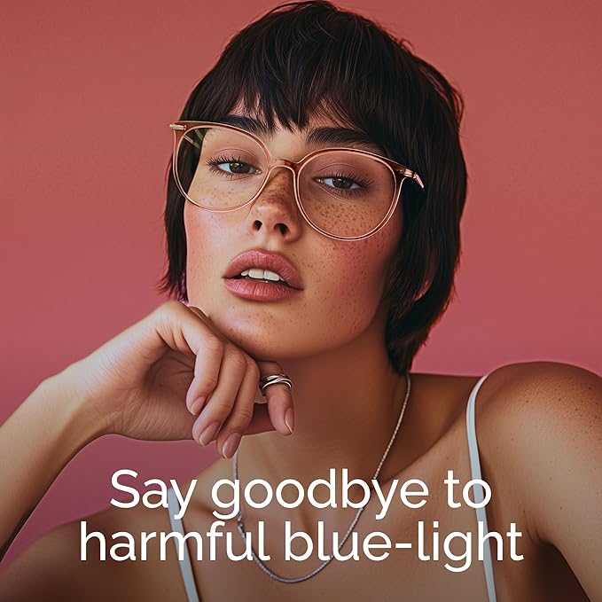 Gaoye Blue Light Blocking Glasses - Trending Round TR90 Frames, Metal Arms, UV400 Protection - Matching Soft Case
