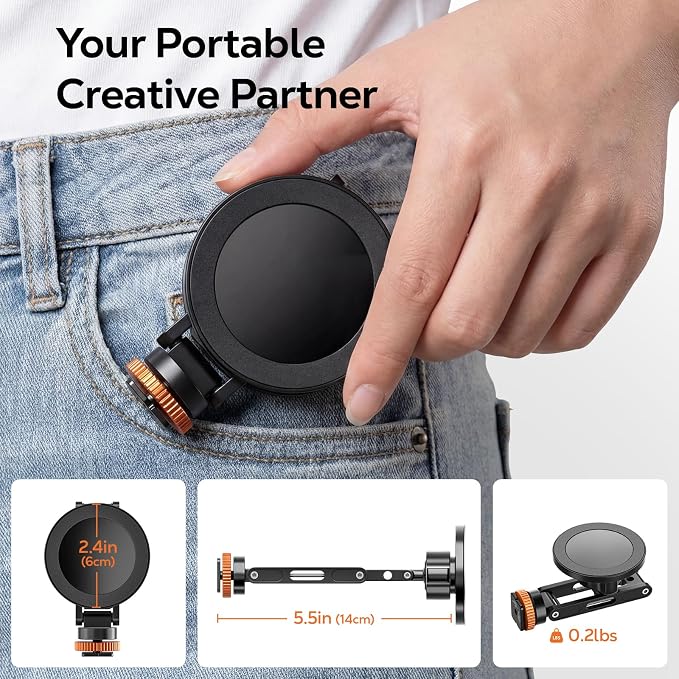 MoKo MagSafe Tripod Mount, All Metal 360° Adjustable Phone Mount for Tripod & Camera with 1/4" Screw & Cold Shoe, Compatible with iPhone 12-17 Series, for Camera Monitoring, Stabilizers, Sony/Canon - Image 8