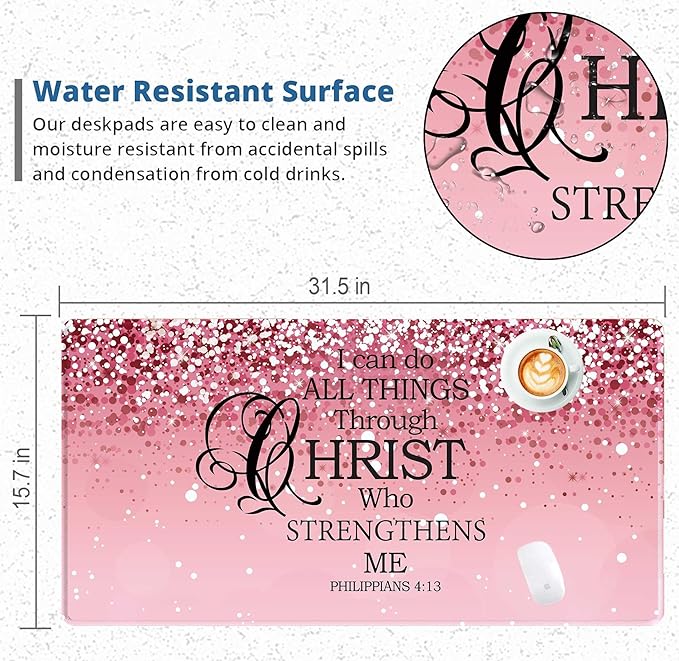 Large Pink Desk Mat Extended Mouse Pad, Cute Mousepad Desk Pad,Waterproof Durable Non-Slip Rubber Base Gaming Mousepad Desk Mat for Office/Home/Desktop,Pink Mouse Pad for Women