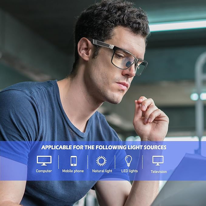 ANYLUV Blue Light Blocking Glasses Men Computer Gaming Glasses Lightweight Al-Mg Metal Anti Eyestrain Eye Protection