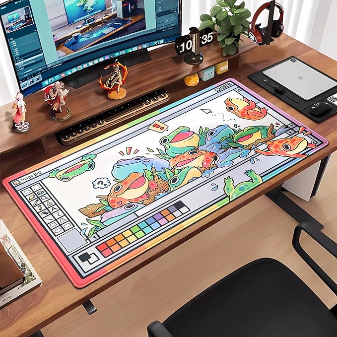 Frogs Mouse Pad Large Gaming Mousepad XXL Cool Frogs Desk Mat Cute Extended Desk Pad Computer Laptop Keyboard Pad Long Big Mouse Mat Desk Decor Accessories 31.5x15.7 in