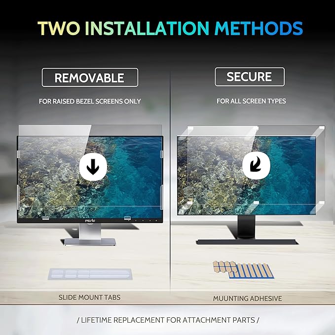 Peslv [2-Pack] 22 Inch Privacy Screen for Computer Monitor 16:10 Aspect Ratio, Eye Protection Anti Blue Light Glare Shield, 22inch Removable Black Blackout Anti Spy Desktop Security Private Filter