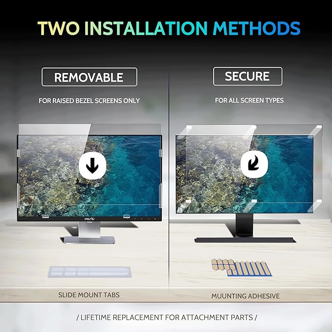 Peslv [2-Pack] 21.5 Inch Privacy Screen for Computer Monitor 16:9 Aspect Ratio, Eye Protection Anti Blue Light Glare Shield, 21.5inch Removable Black Blackout Anti Spy Desktop Security Private Filter