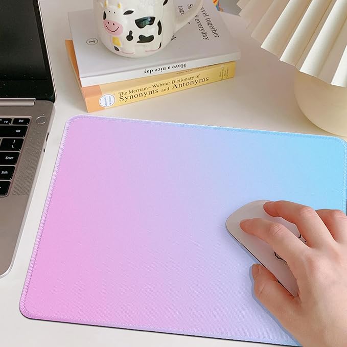 Bloss Small Mouse Pad, Pink Mouse Pad, Desk Mat for Keyboard and Mouse, Cute Mousepad with Stitched Edges, Non-Slip Desk Pad for Gaming, Office(11.8 x 9.8 Inches / 3mm)