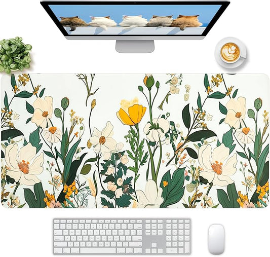 Large Desk Mat, Desk Matt for Desktop, Leather Mouse Pad, Waterproof Large Keyboard Pad, Anti-Slip Computer mat, Keyboard and Mousepad for Women Office Decor (35.4"x16.9")