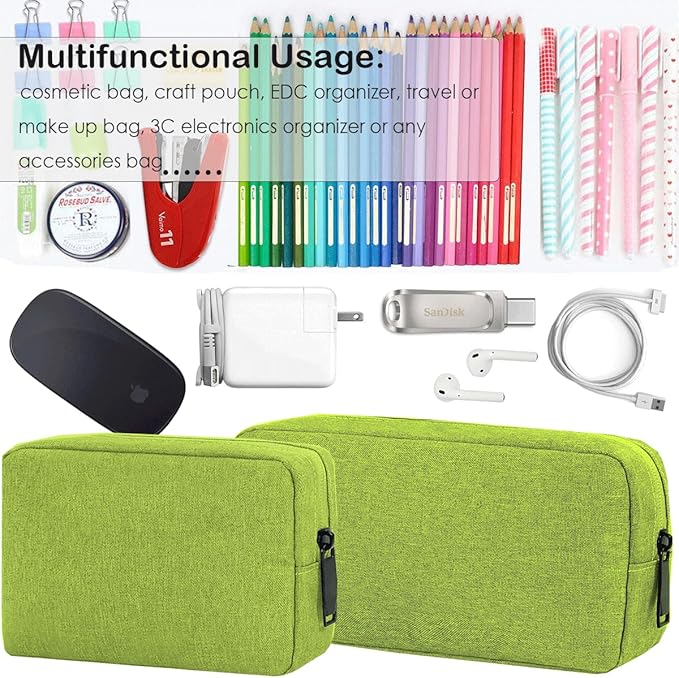 Electronic Organizer Travel Cable Accessories Case, Electronic Organizer Bag, Electronic Accessories Organizer Pouch for Cable, Cord, Charger, Phone, Power Bank, Earphone (Small-Green)