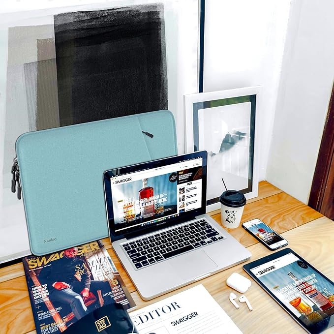 Laptop Sleeve 14 inch, Shockproof Protective Computer Cover with Accessories Pocket, Portable Laptop Case Compatible for 14 inch MacBook Air/Pro, Dell, HP, Acer, Asus, Lenovo, Light Blue