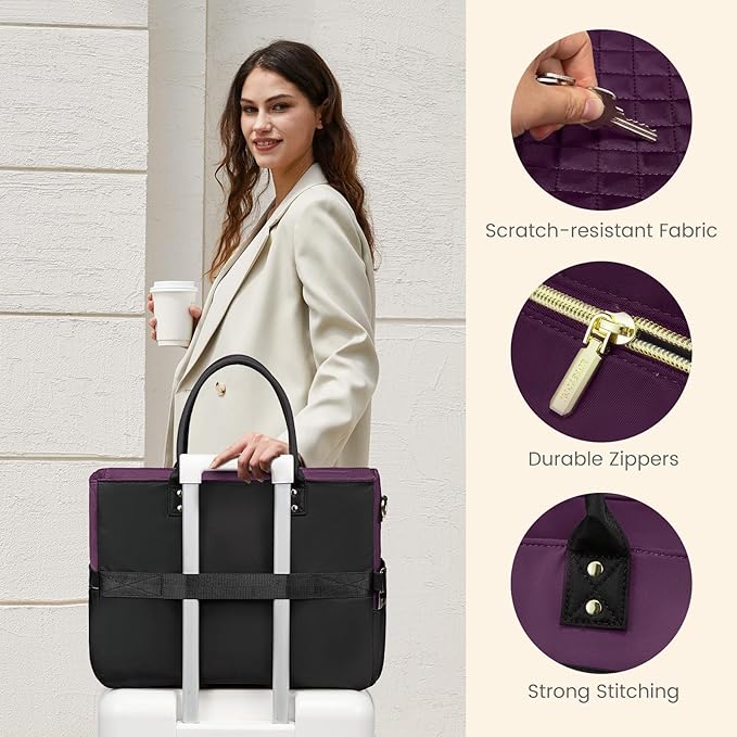 LOVEVOOK Teacher Tote Bag for Women Work, Nurse Bags With Large Cup Holder Laptop Bag With Laptop Compartment, Professional Computer Briefcase Business Purses, Diaper Bag Mother Gift, 15.6 Inch