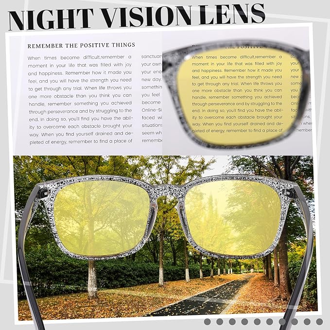 Polarized Sunglasses for Women Men, Night Driving Glasses Anti Glare Yellow Lens UV 400 for Day Night Use