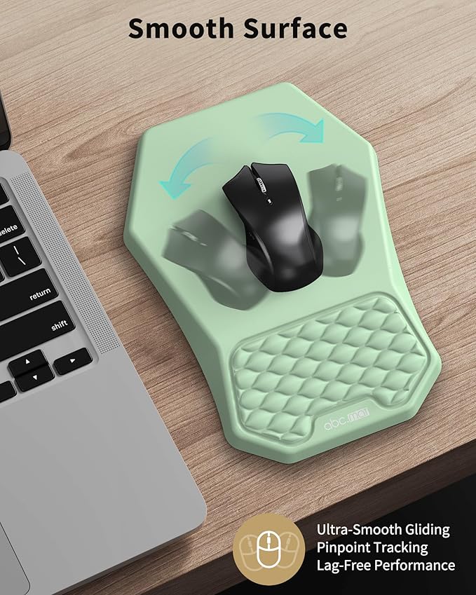 Ergonomic Mouse Pad and Keyboard Wrist Rest Support Set, Massage Design Mousepad for Carpal Tunnel Pain Relief, Memory Foam, Non-Slip PU Base for Computer Desk, Green