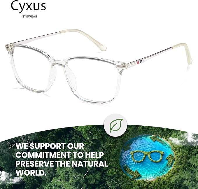 Cyxus Blue Light Blocking Glasses for Men and Women, Ultra Lightweight TR90 Metal Frame Computer Glasses for Gaming, Office, Reading, Digital Screen Protection 8208T34