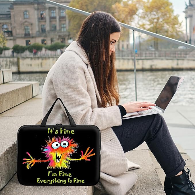 Laptop Sleeve Case Bag 15 inch, Colorful Little Monsters Slim Carrying Case Handbag Travel Laptop Bag for 15 inch MacBook Air M3/M2/15 Pro/Surface Laptop 7/6/5/4/3/ Dell XPS 15 Plus