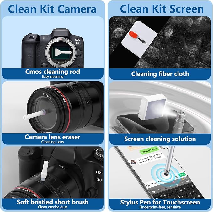 32 in 1 Cell Phone Cleaning kit with Charging Port Cleaner,Stylus Pen,SIM Tool,Keyboard Brush,Speaker Brush,Electronic Cleaning kit for iPhone,AirPods,iPad,Keyboard,MacBook,Earbud,Camera Lens(Black) - Image 5