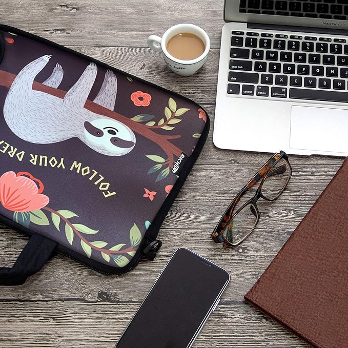 RICHEN 11 11.6 12 12.5 13 inches Laptop/Chromebook/Notebook PC Messenger Bag Tablet Travel Case Neoprene Handle Sleeve with Shoulder Strap (11-13.3 inch, Sloth)