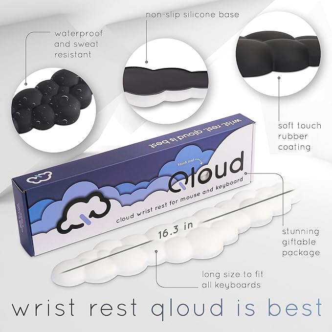 Create-ables Qloud Cloud Wrist Rest Keyboard Wrist Rest for Computer Keyboard Pad, Cloud Keyboard Wrist Rest, Wrist Pad for Keyboard, Memory Foam, Non Slip Base, Comes with Mouse Pad - Beige
