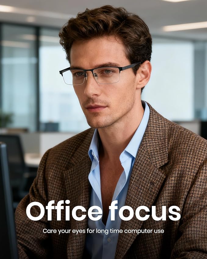 Cyxus Blue Light Blocking Glasses for Men Woman Semi Rim Computer Gaming Office Study Eyeglasses with UV Protection 8001