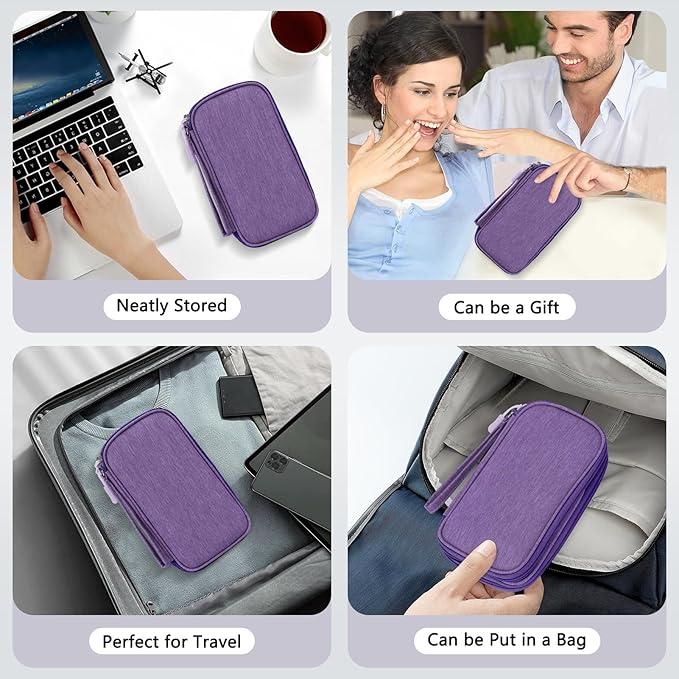 Skycase Electronic Organizer Travel Case - Waterproof Travel Cord Pouches for Organization, Cable Organizer, All-in-One Double Layers Storage Bag for Accessories, Charger, Cable, Purple