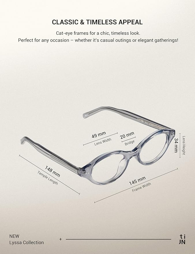 TIJN Blue Light Blocking Glasses Women Men Retro Cat Eye Square Oval Anti Glare Screen Computer Gaming Daily Eyeglasses TR90