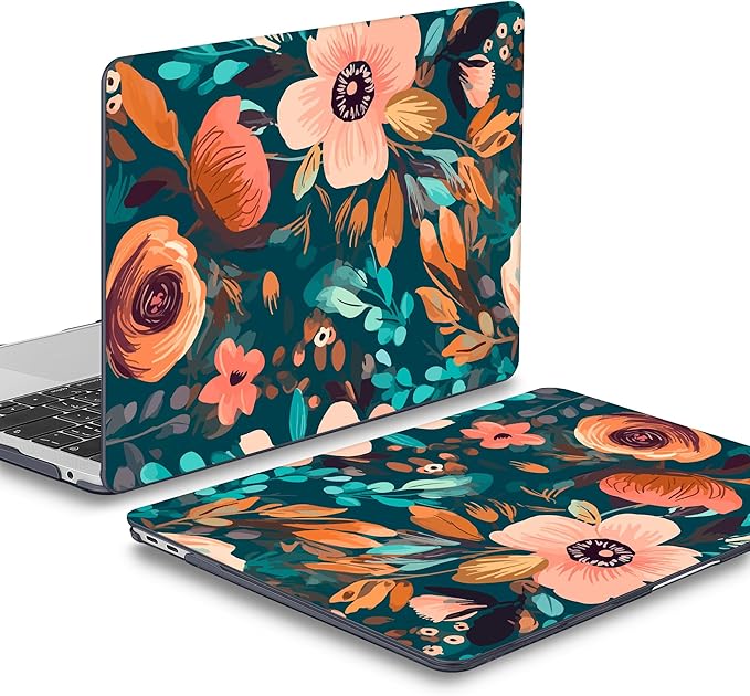 Mektron Case for MacBook Air 13 inch M1 A2337 A2179 A1932,Hard Cover 2018-2021 Air 13-inch with Touch ID, Exclusively Designed Protective Shell with Keyboard Skin+Screen Protector, Abstract Florals