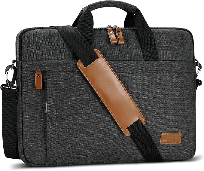 ESTARER Laptop Bag 17-17.3 Inch, Computer Bags for Men Water-resistant Canvas Laptop Case Slim Laptop Sleeve Fits Hp/Dell/Asus/Lenovo/Acer, Dark Grey