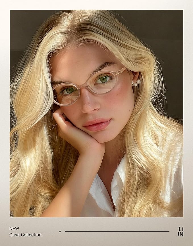 TIJN Olisa Blue Light Blocking Glasses for Women Men,Retro Oval Frame Bluelight Eyeglasses for Gaming/Computer/Screen