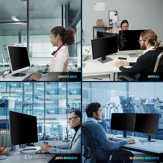 Peslv [2-Pack] 21.5 Inch Privacy Screen for Computer Monitor 16:9 Aspect Ratio, Eye Protection Anti Blue Light Glare Shield, 21.5inch Removable Black Blackout Anti Spy Desktop Security Private Filter