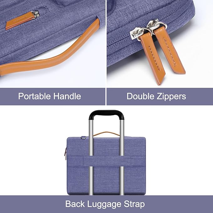 MOSISO 360 Protective Laptop Shoulder Bag,15-15.6 inch Computer Bags Compatible with MacBook Pro 16 inch, HP, Dell, Lenovo, Asus Notebook,Side Open Messenger Bag with 4 Zipper Pockets, Purple Orchid