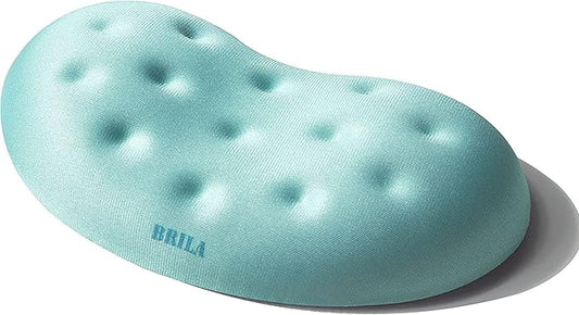 BRILA Ergonomic Memory Foam Mouse Wrist Rest Support Pad Cushion for Computer, Laptop, Office Work, PC Gaming - Massage Holes Design - Wrist Pain Relief (Aquamarine Mouse Wrist Rest)