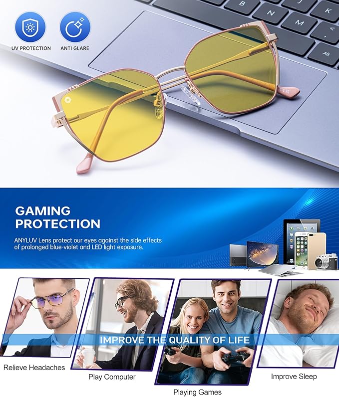 ANYLUV Blue Light Glasses for Woman Men, Womens Blue Light Blocking Glasses Computer Glasses Anti Eyestrain