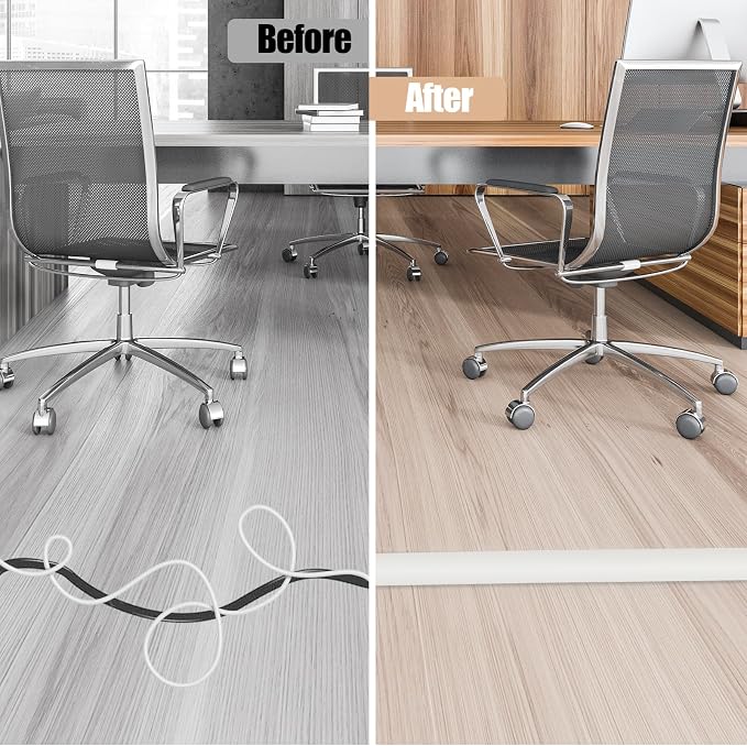 Floor Cord Cover Cable Cavity Self Adhesive Cord Hider Floor 10FT Floor Cable Management Power Cord Protector Floor Electric Cord Covers for Offices, Gym, Exhibitions (Beige, 1.97" x 10') - Image 5