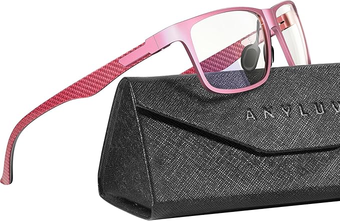 ANYLUV Carbon Fiber Reading Glasses for Men Women, Blue Light Blocking Computer Readers, Anti Glare Spring Hinge
