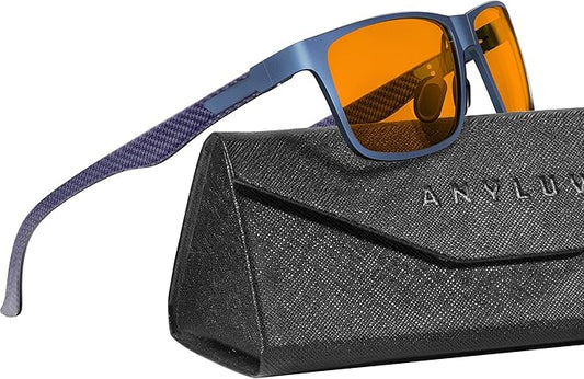 ANYLUV Carbon Fiber Reading Glasses for Men Women, Blue Light Blocking Computer Readers, Anti Glare Spring Hinge