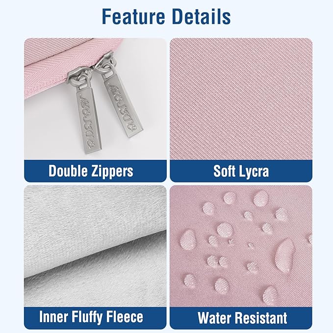 MOSISO Laptop Case 17.3 inch, 17-17.3 inch Laptop Sleeve Bag Compatible with Dell XPS/HP Pavilion/Ideapad/Acer/Alienware/HP Omen Notebook, Neoprene Computer Sleeve Bag with Small Case, Baby Pink
