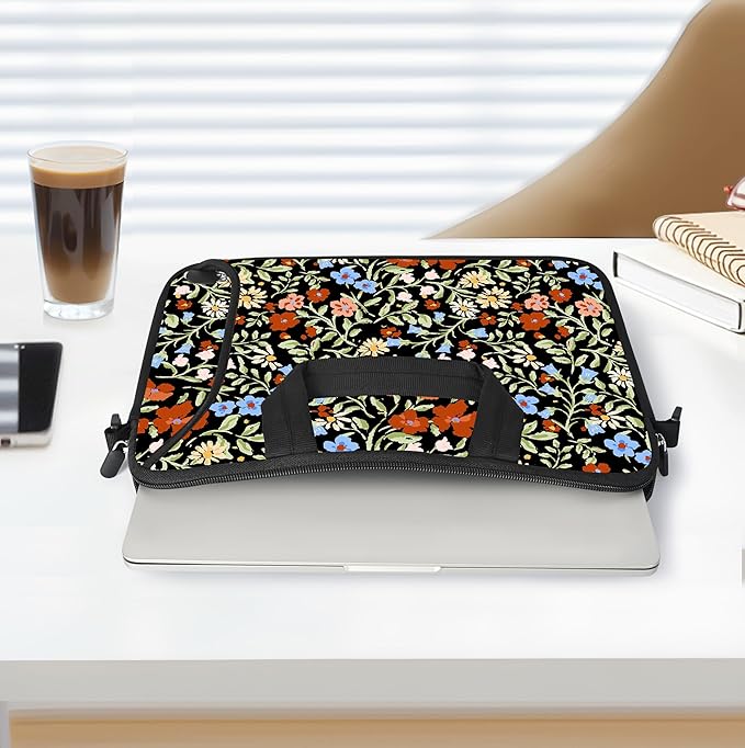 RICHEN 10 inch Messenger Bag Carrying Case with Handle Accessory Pocket Fits 7 to 10-Inch Laptops/Notebook/Kids Tablet (7-10.2 inch, Flowers2)