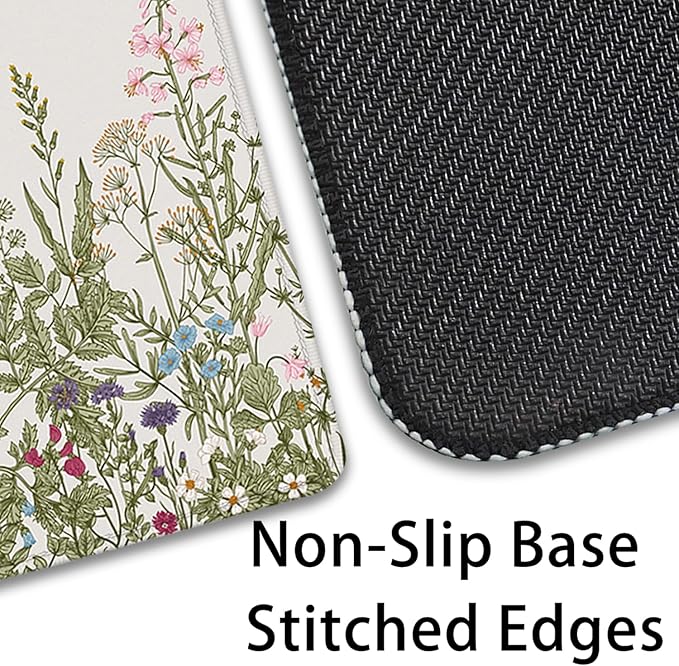 Flower Mouse Pad - Large, Abstract White, Floral Texture, Keyboard Mat, Gaming | 27.5x11.8 in