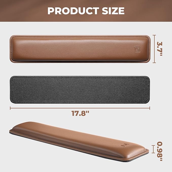 GLENCREAG Ergonomic Keyboard Wrist Rest - PU Leather Cushioned Support for Typing & Gaming, Comfortable Contoured Design for Wrist Pain Relief, Tan