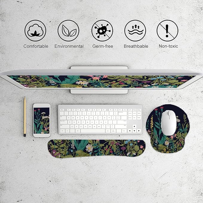 LATEEFAH Mouse Pad with Wrist Rest, 3-in-1 Gaming Mouse Pad, Keyboard Wrist Rest, Ergonomic Memory Foam Mousepad with Wrist Support for Computer Keyboard