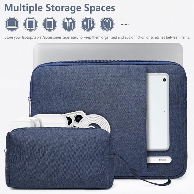 HYZUO 15-16 Inch Laptop Sleeve Bag Set for MacBook Pro 16 M5/M4/M3/M2/M1 Pro/Max A3428 A3429 2026-2019, 15" Surface Book, Notebook Case for 15" 15.6" HP Dell Lenovo Asus Acer Samsung, Navy Blue