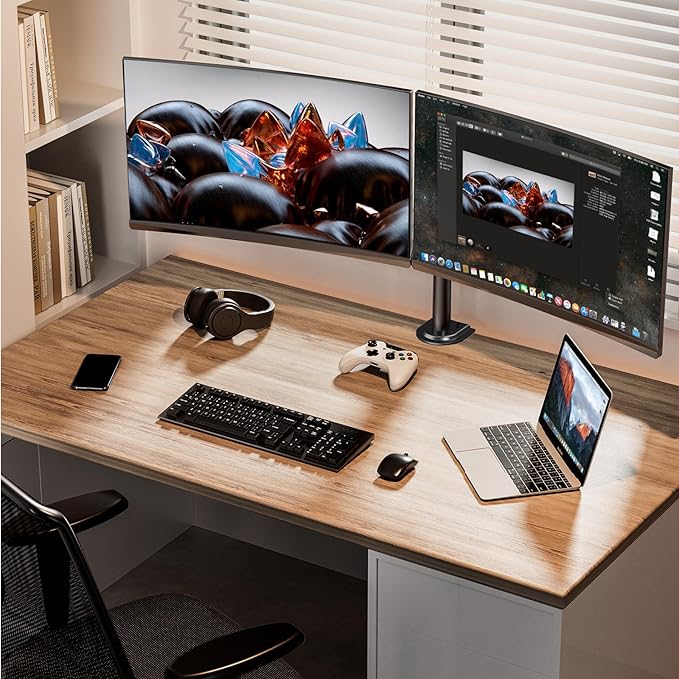 ErGear Dual Monitor Stand, Heavy Duty Adjustable Monitor Desk Mount for 2 Screens up to 32 Inches, Fully Adjustable Height, Tilt, Swivel, Rotate, Supports 17.6 lbs per Monitor Arm, Easy Installation