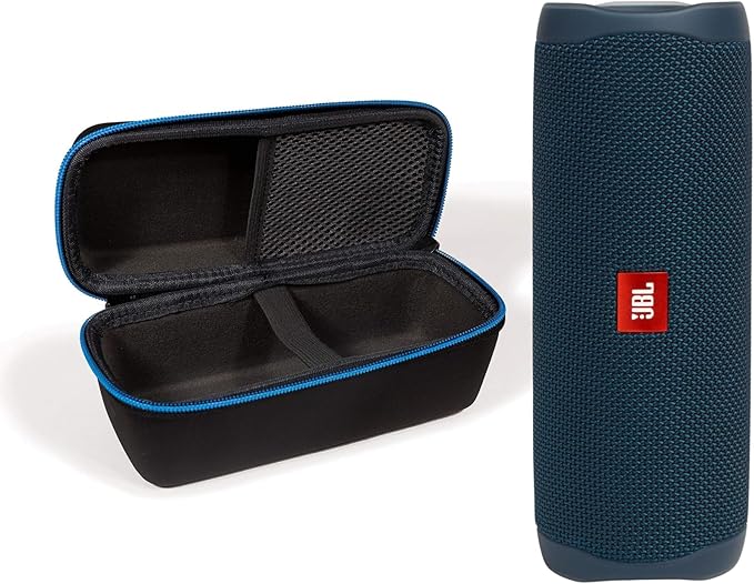 JBL Flip 5 (Blue) + Bundle with divvi! Protective Hardshell Case