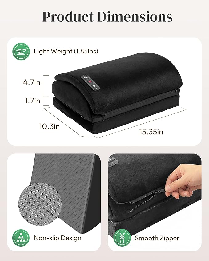 Heated Foot Rest for Under Desk with Vibration Massage, Memory Foam Desk Foot Stool with 4 Adjustable Heights, Ergonomic Foot Rest for Pain Relief, Non-Slip Office Footrest with 3 Heat Levels & Timer