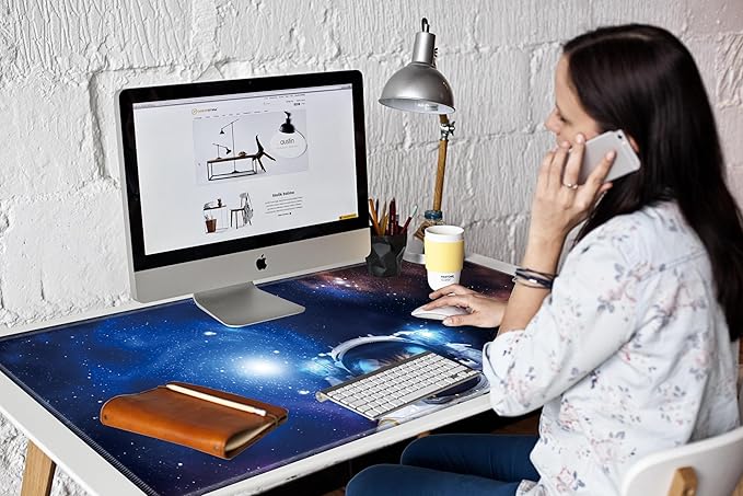 48x24 Mouse Pad Gaming Mousepad 48 Inch Desk Mat Giant Desk Pad Large Computer Mat XXXXL Space Cat Oversized Mouse Mat for Wireless Desktop Work