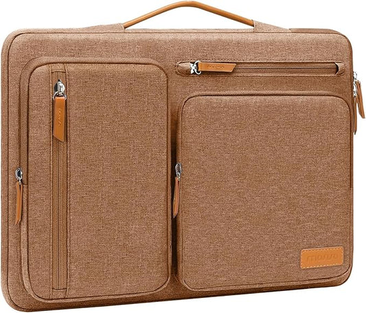 MOSISO 360 Protective Laptop Case 16 inch, 15-15.6 inch Laptop Sleeve Compatible with MacBook Pro 16, HP Acer Dell Lenovo ASUS, Side Open Carrying Case with 4 Zipper Pockets&Handle, Mocha