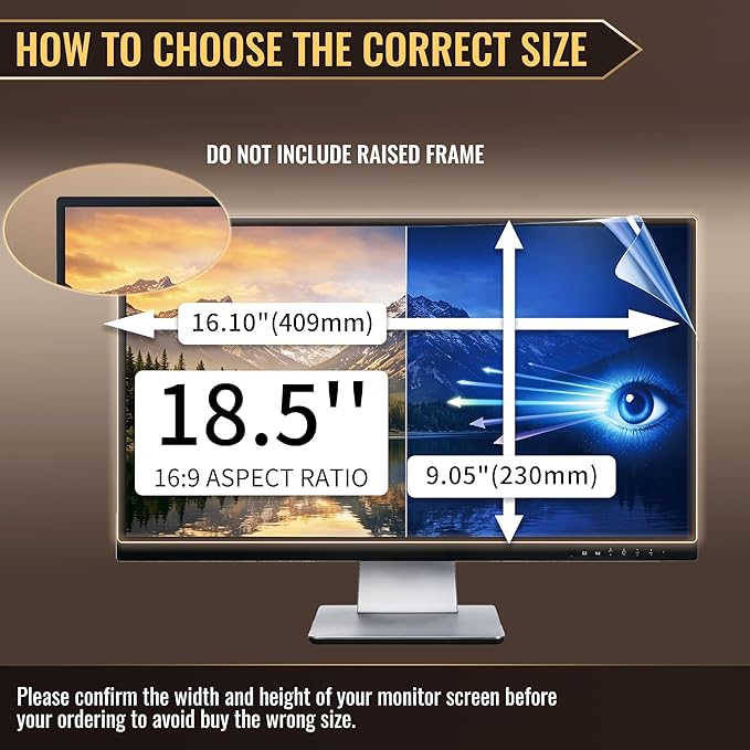 18.5 Inch Privacy Screen for Monitor with 16:9 Widescreen Monitor Blue Light Screen Protector - Anti-Glare - Anti-Scratch Protector Film for Data Confidentiality Privacy Shield [2 Pack]