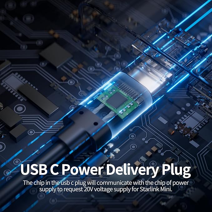 for Starlink Mini Cable 2M/6.5FT USB C to DC Power Cable 100W PD Input for Starlink Mini Power Cord Waterproof Charging Cable for 65W+ PD Power Bank