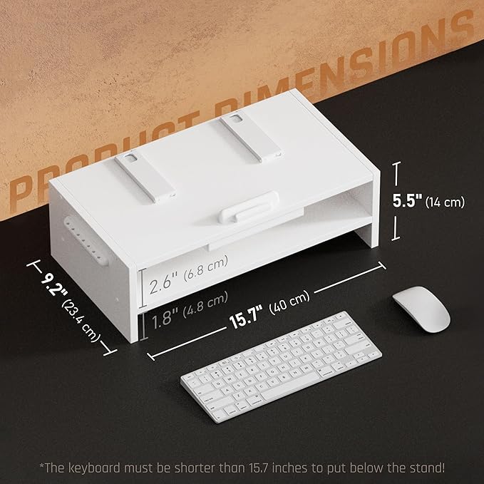 AFOOYO Adjustable Wood Laptop Stand, Ergonomic Height Angles Computer Holder Riser for Desk Compatible with Air, Pro, Dell, HP, Lenovo More 10-17.3" Laptops, White