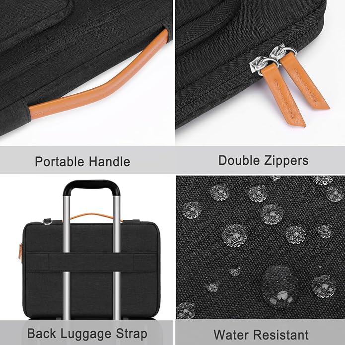 MOSISO 360 Protective Laptop Shoulder Bag, Computer Bags, Side Open Messenger Bag with 5 Accessory Pockets & Belt